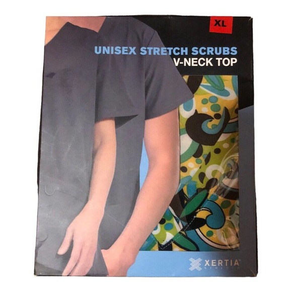 UNISEX Stretch Scrubs V-Neck top XL Multicolored - Picture 2 of 6